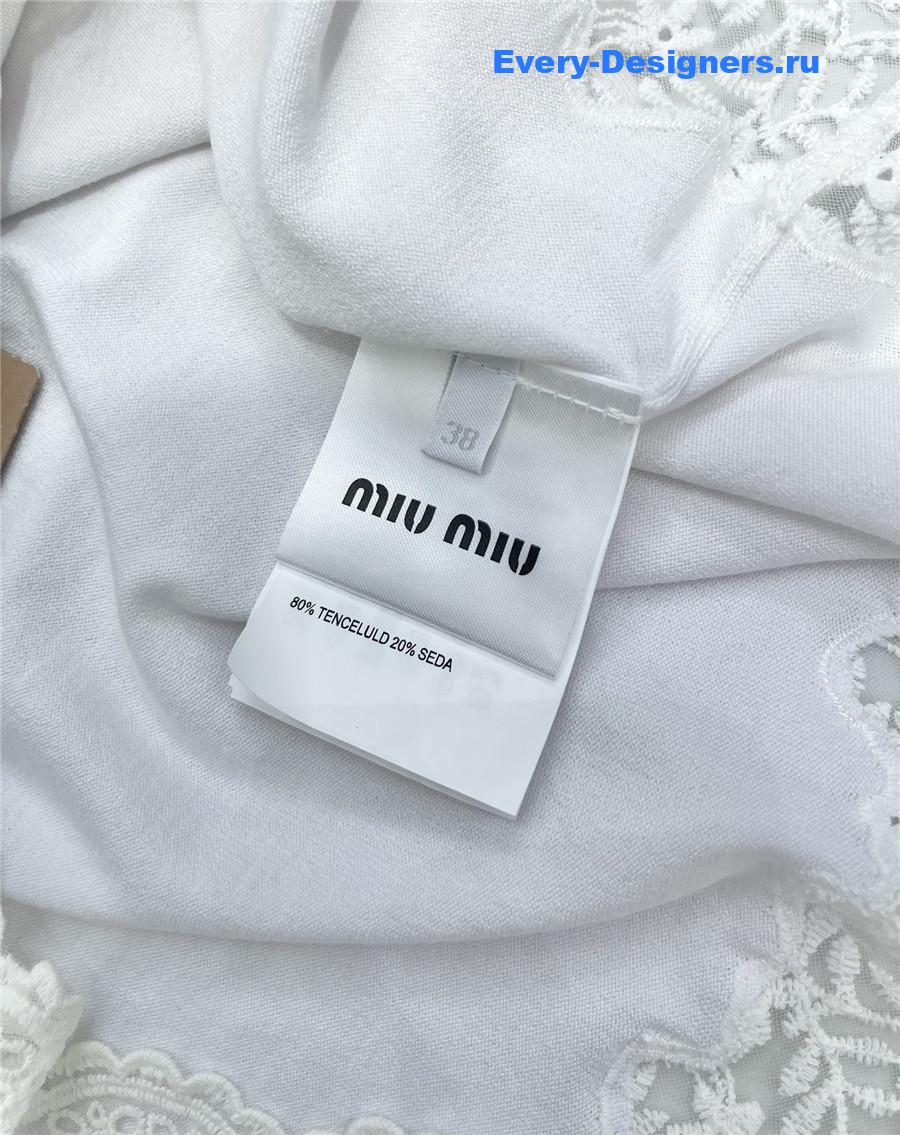Miu Miu White Knitted Short Sleeves