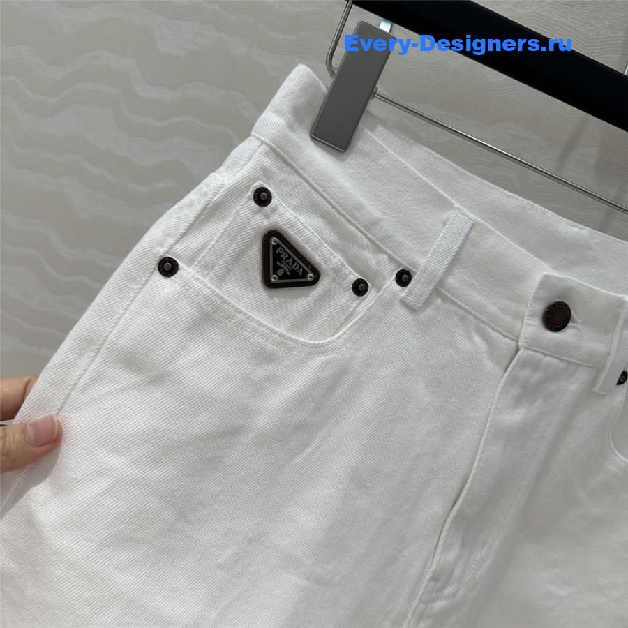 Pra*a white denim shorts