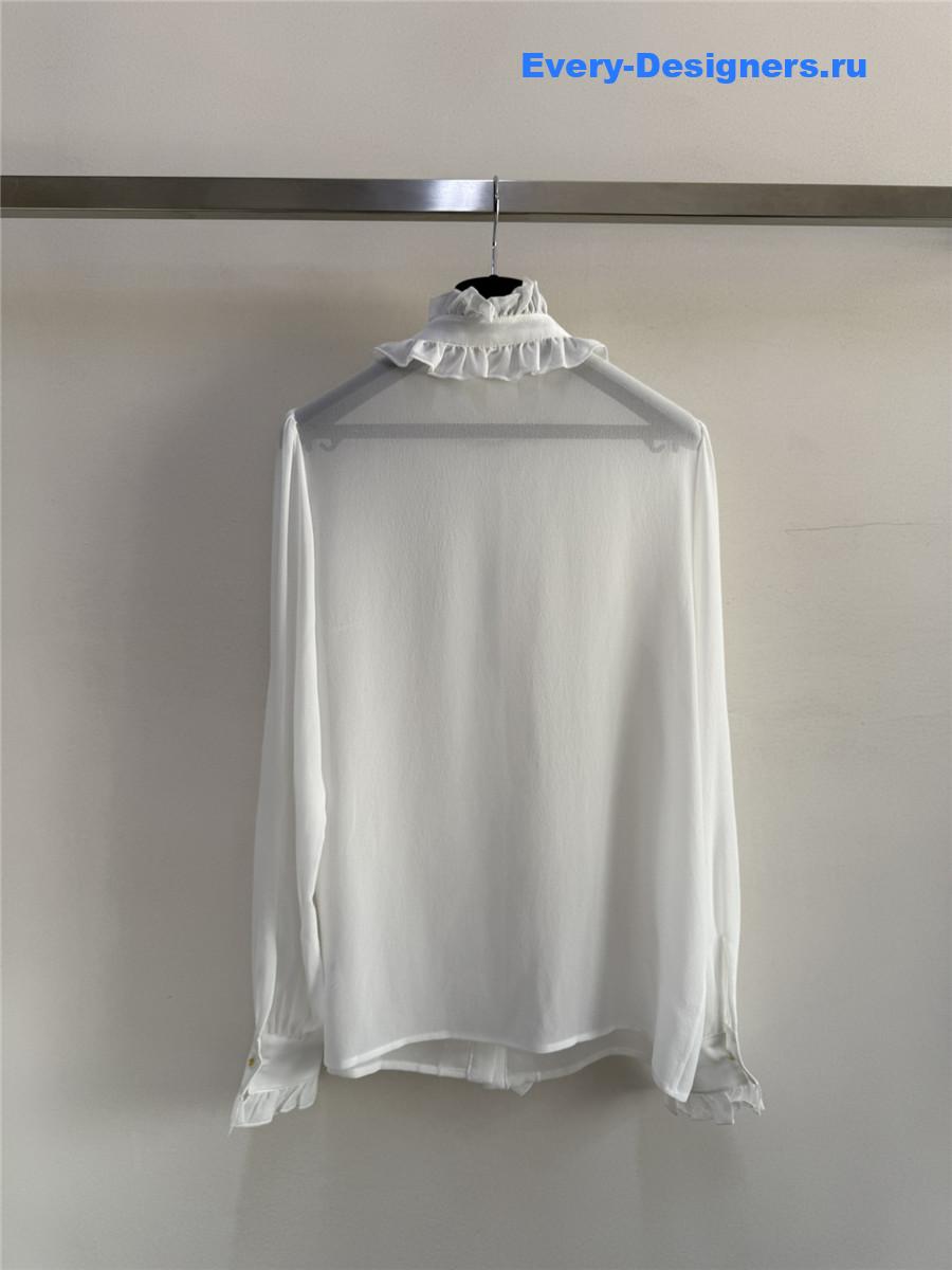 Dolce & Gabbana Silk Ruffled Shirt in White