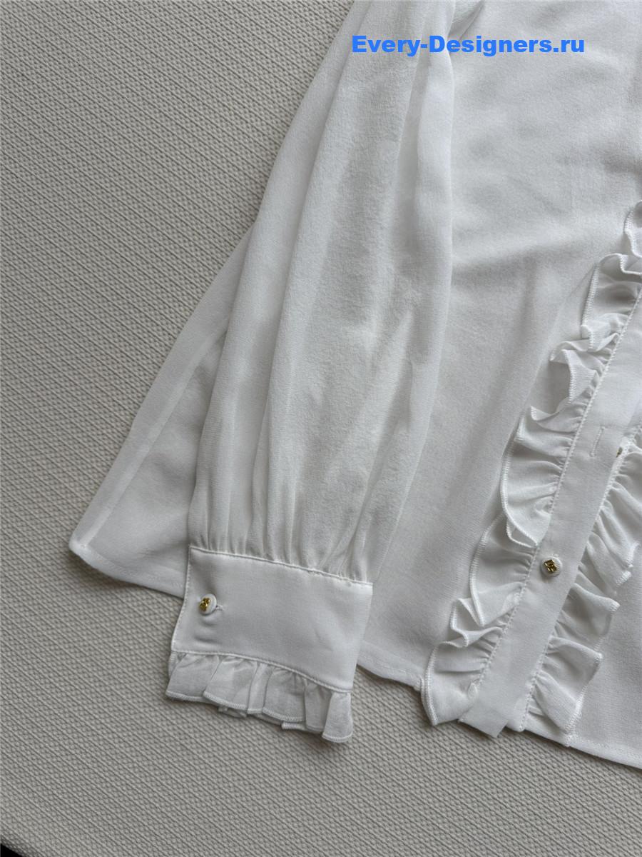 Dolce & Gabbana Silk Ruffled Shirt in White