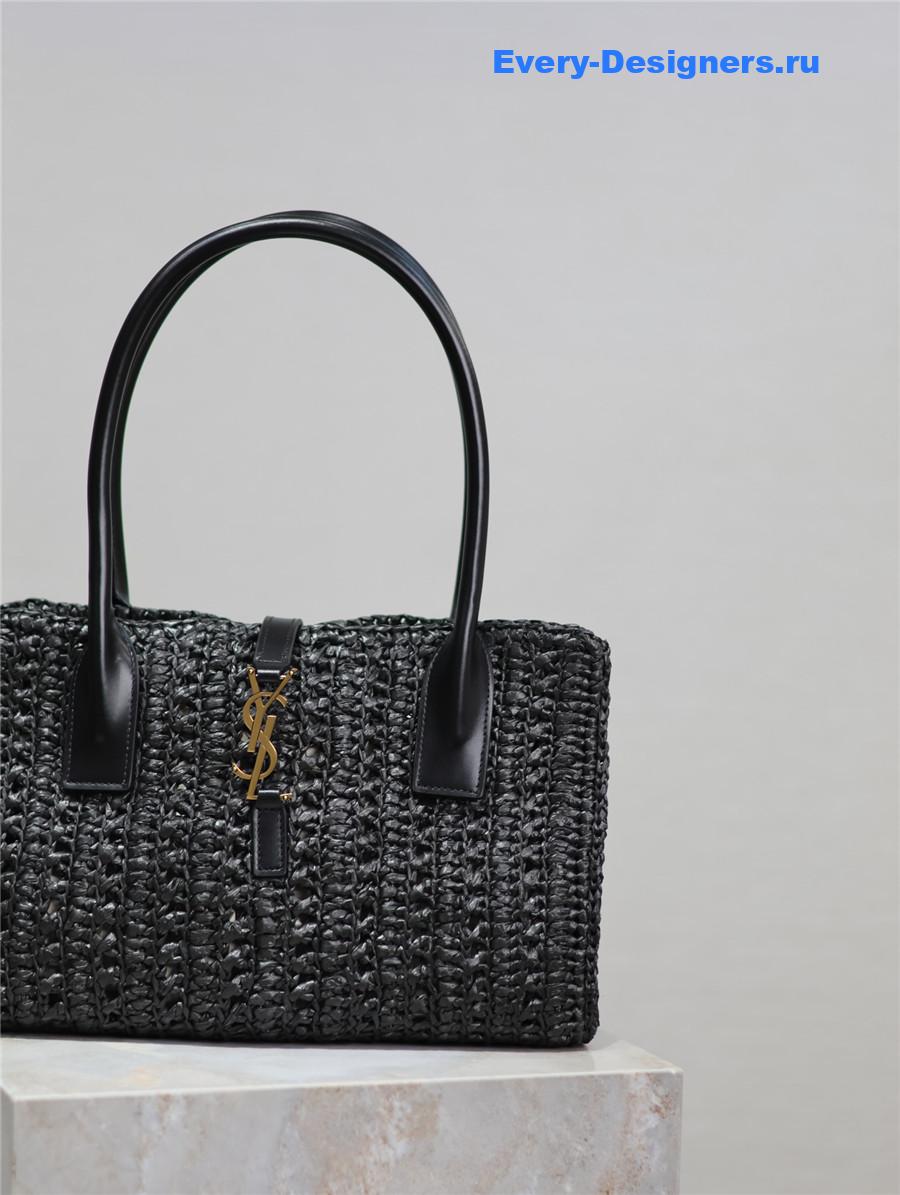 Sa1nt Lau*nt black raffia tote