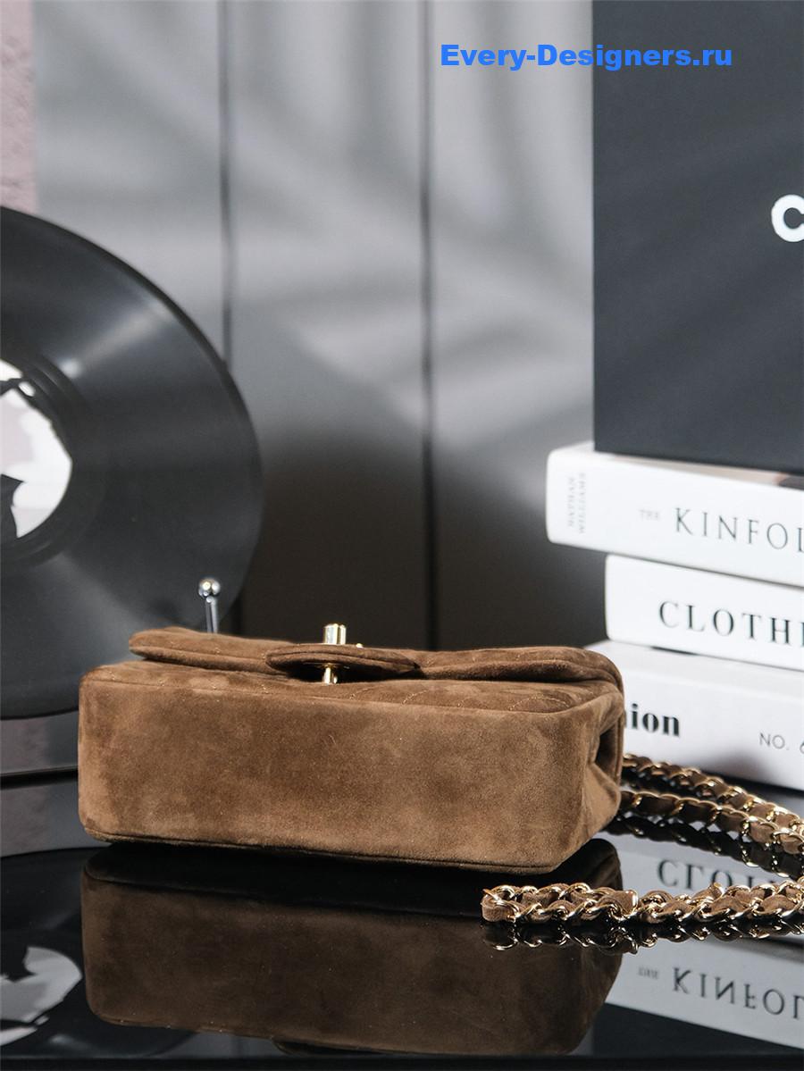 Ch**el brown suede v-grain cf bag