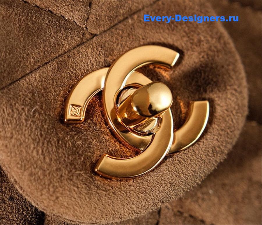 Ch**el brown suede v-grain cf bag