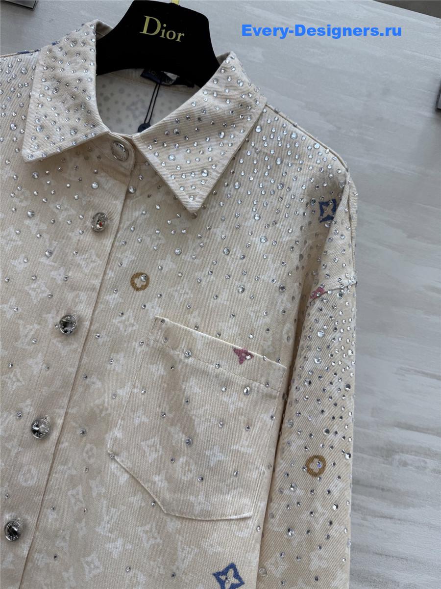l0vis Vvtt0n rhinestone denim shirt