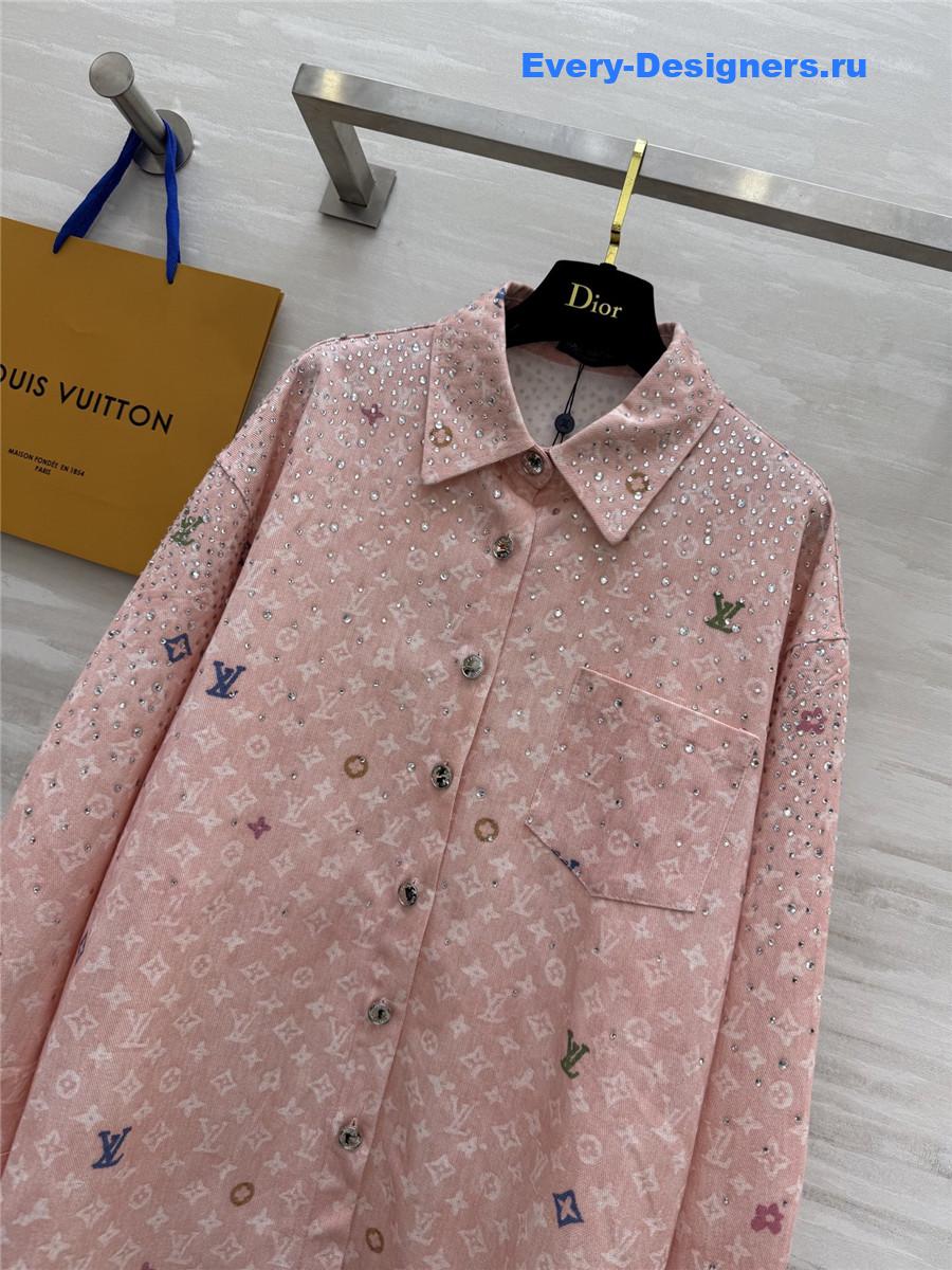 l0vis Vvtt0n pink rhinestone denim shirt