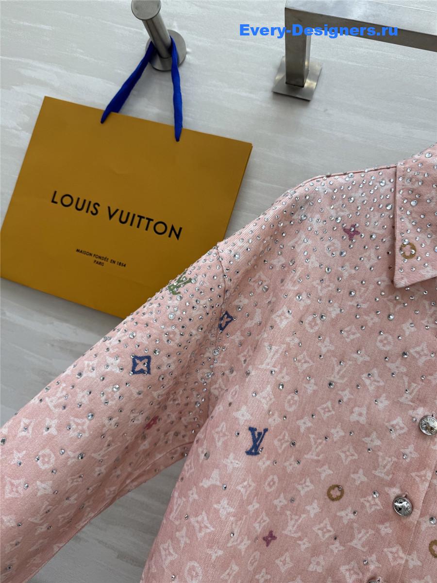 l0vis Vvtt0n pink rhinestone denim shirt