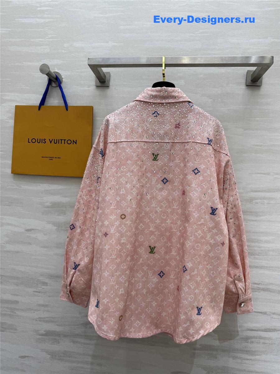 l0vis Vvtt0n pink rhinestone denim shirt