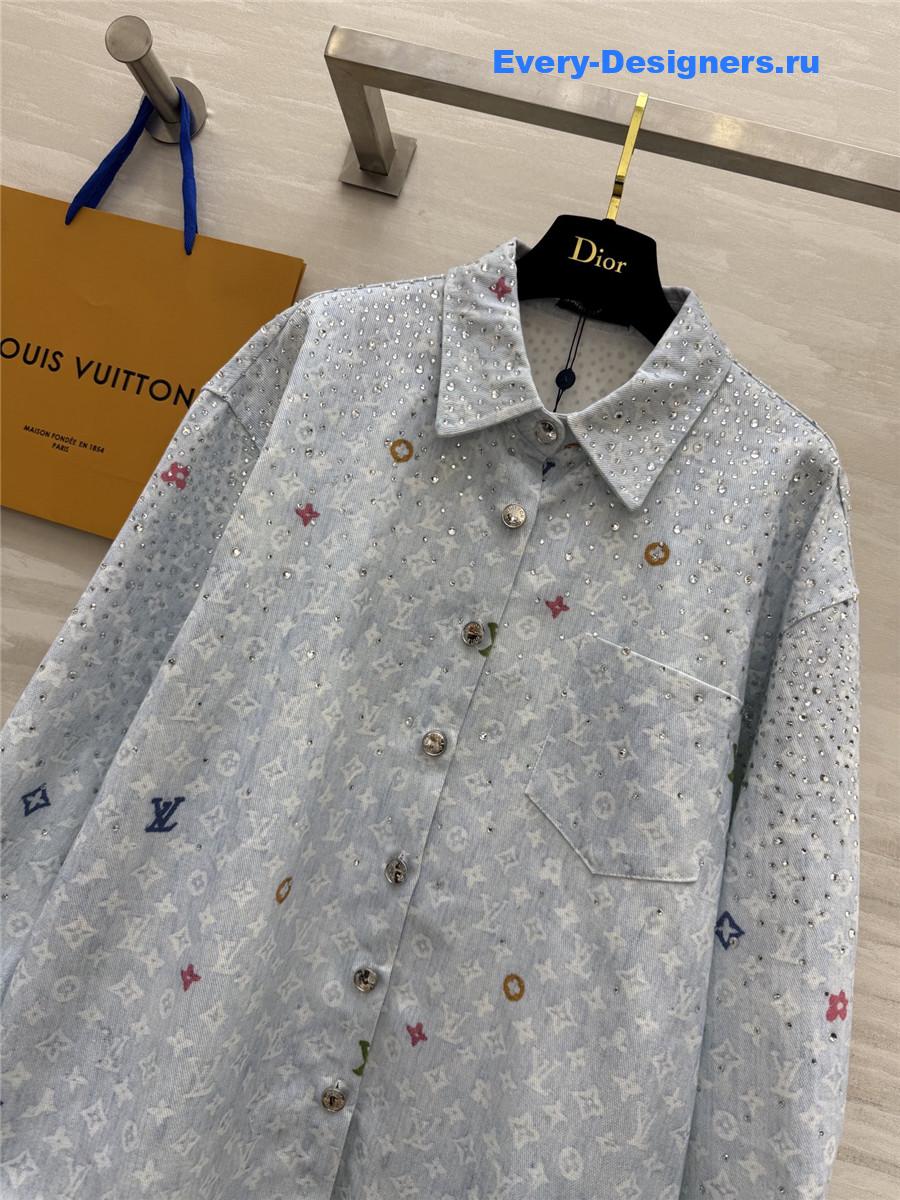 l0vis Vvtt0n blue rhinestone denim shirt