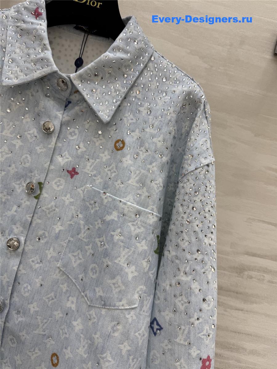 l0vis Vvtt0n blue rhinestone denim shirt