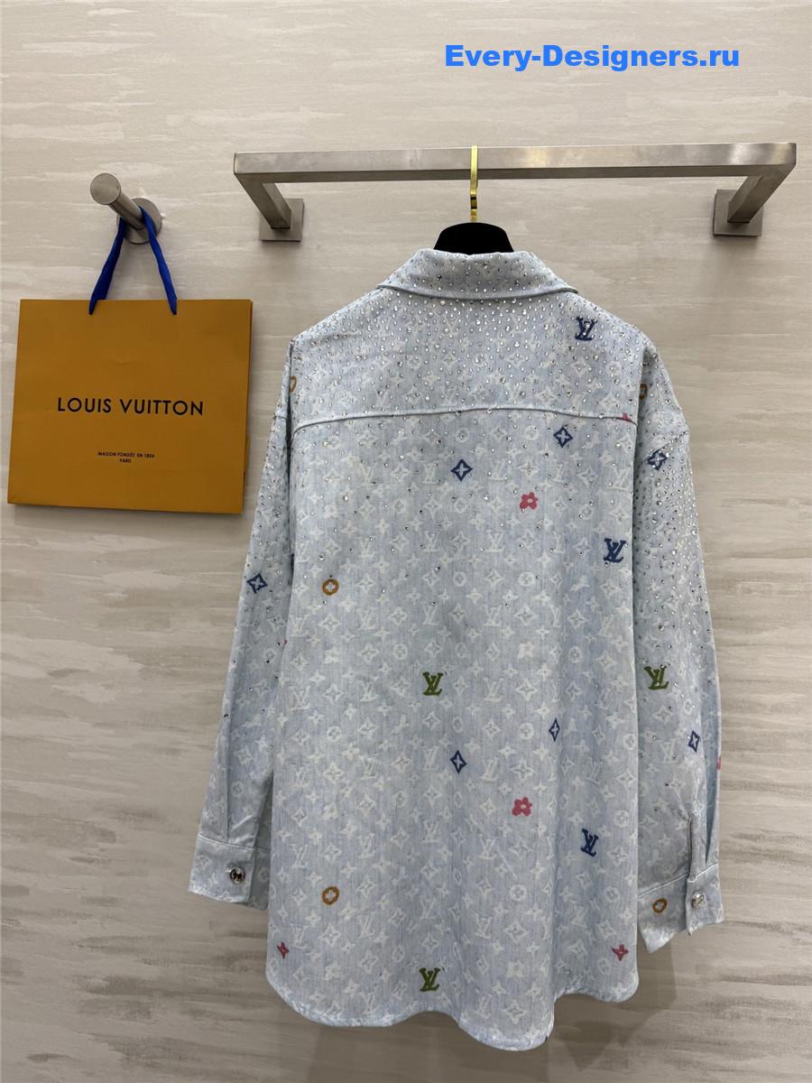 l0vis Vvtt0n blue rhinestone denim shirt