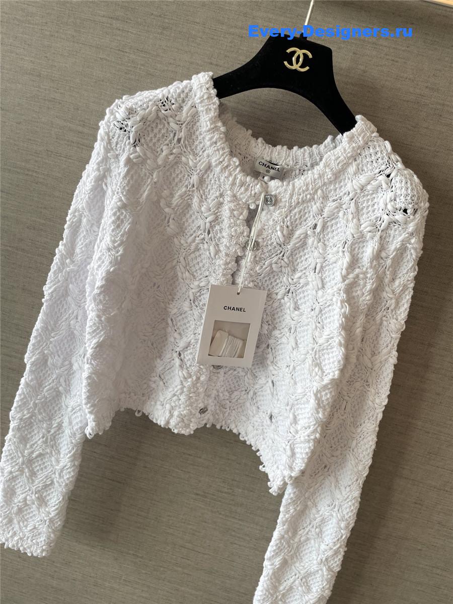 Ch**el white yarn cardigan