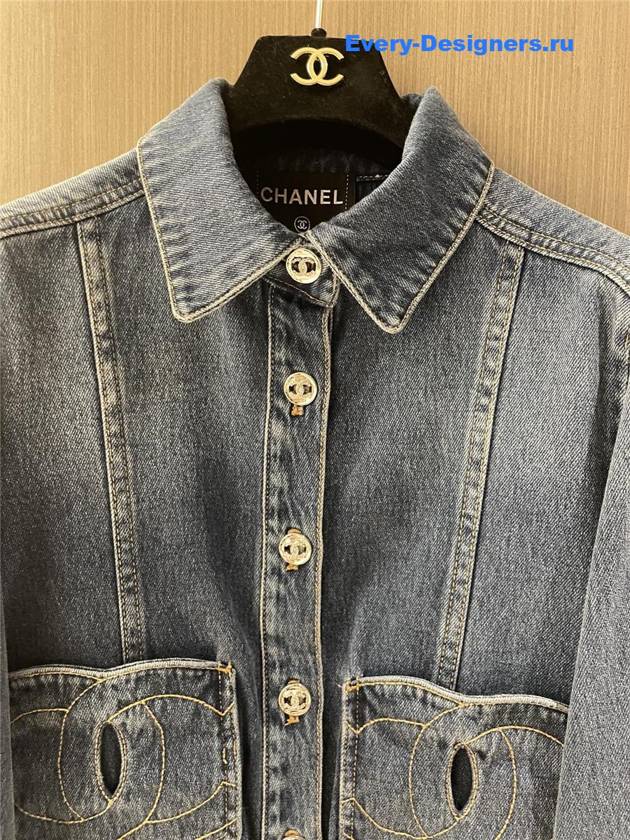 Ch**el light blue washed denim jacket