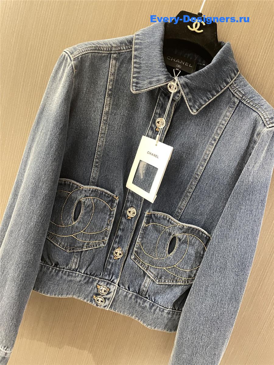 Ch**el light blue washed denim jacket