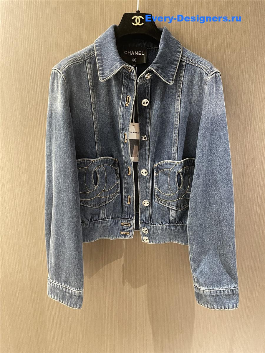Ch**el light blue washed denim jacket