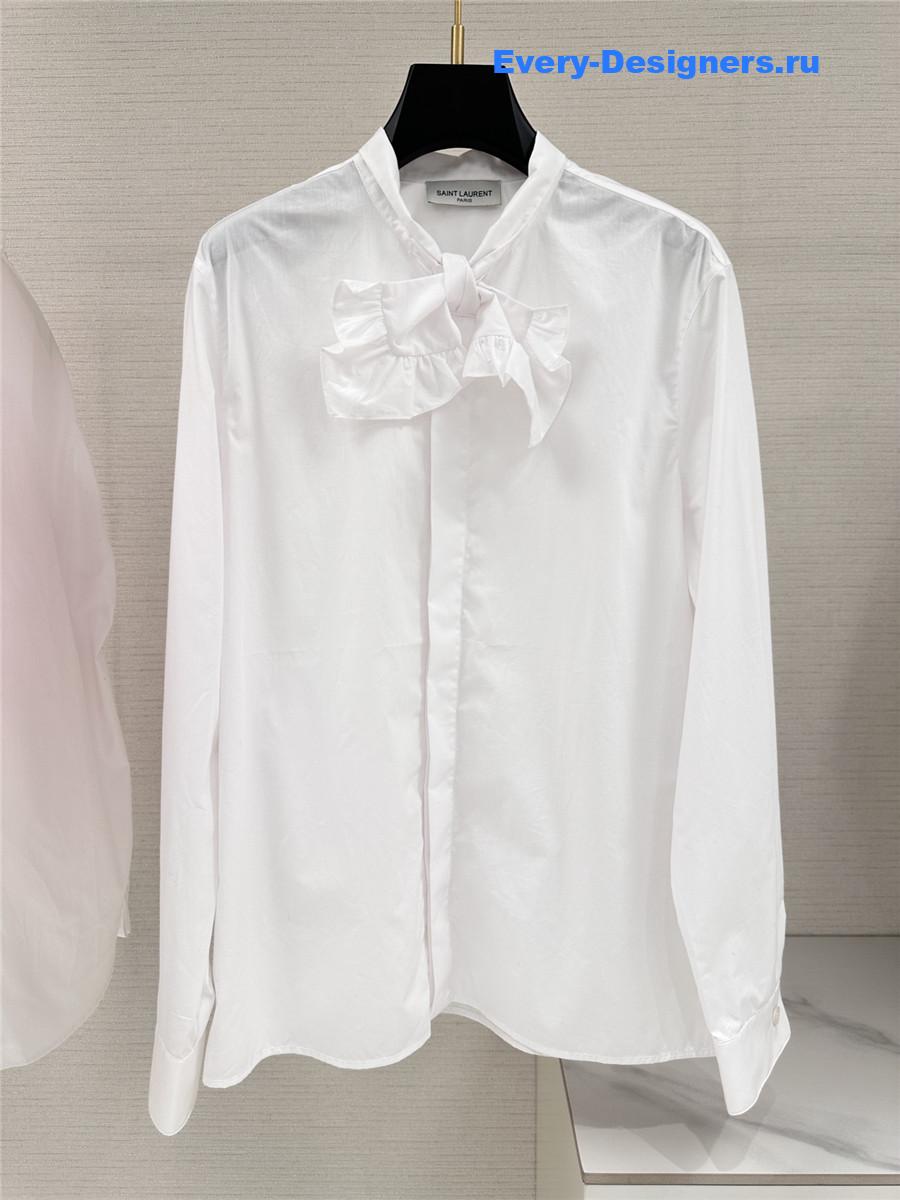 Sa1nt Lau*nt white bow blouse