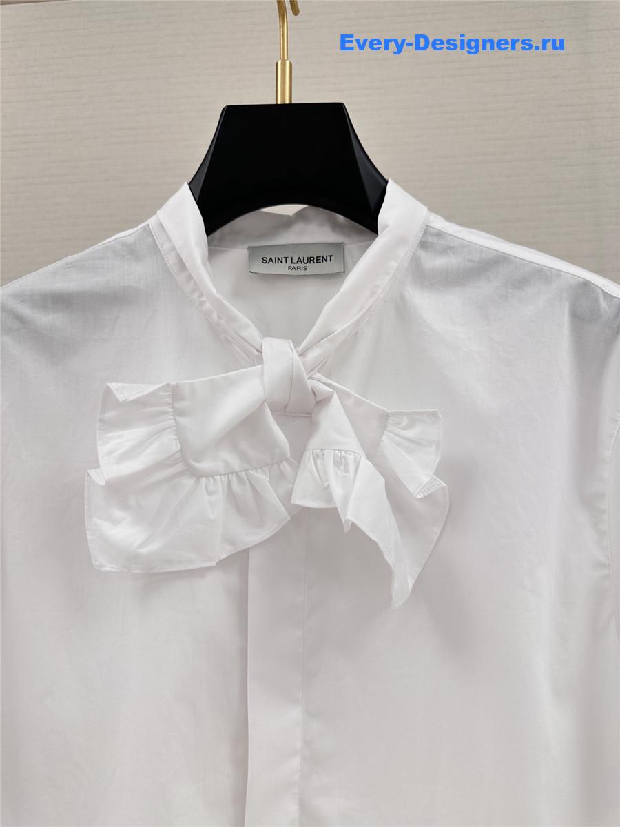 Sa1nt Lau*nt white bow blouse