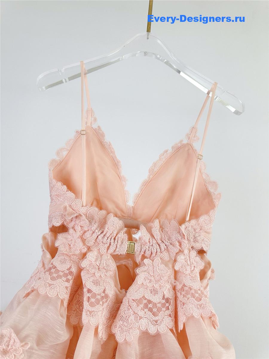 Zimmer Pale Pink Lace Maxi Dress