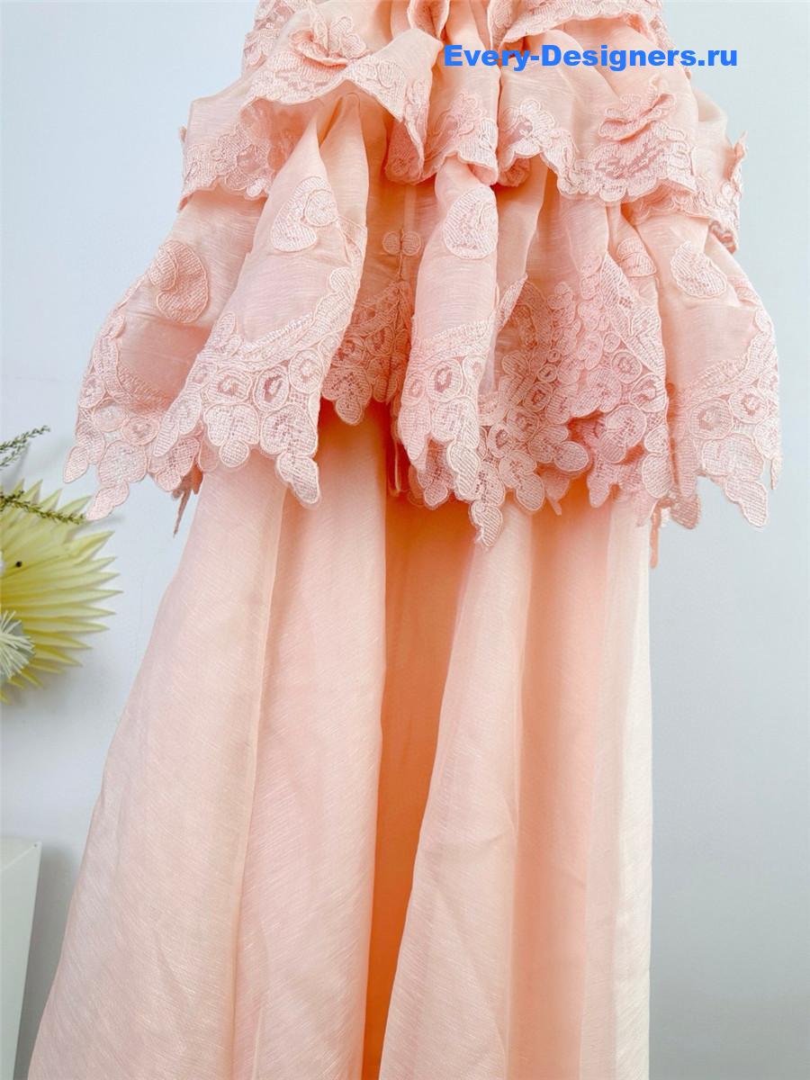 Zimmer Pale Pink Lace Maxi Dress
