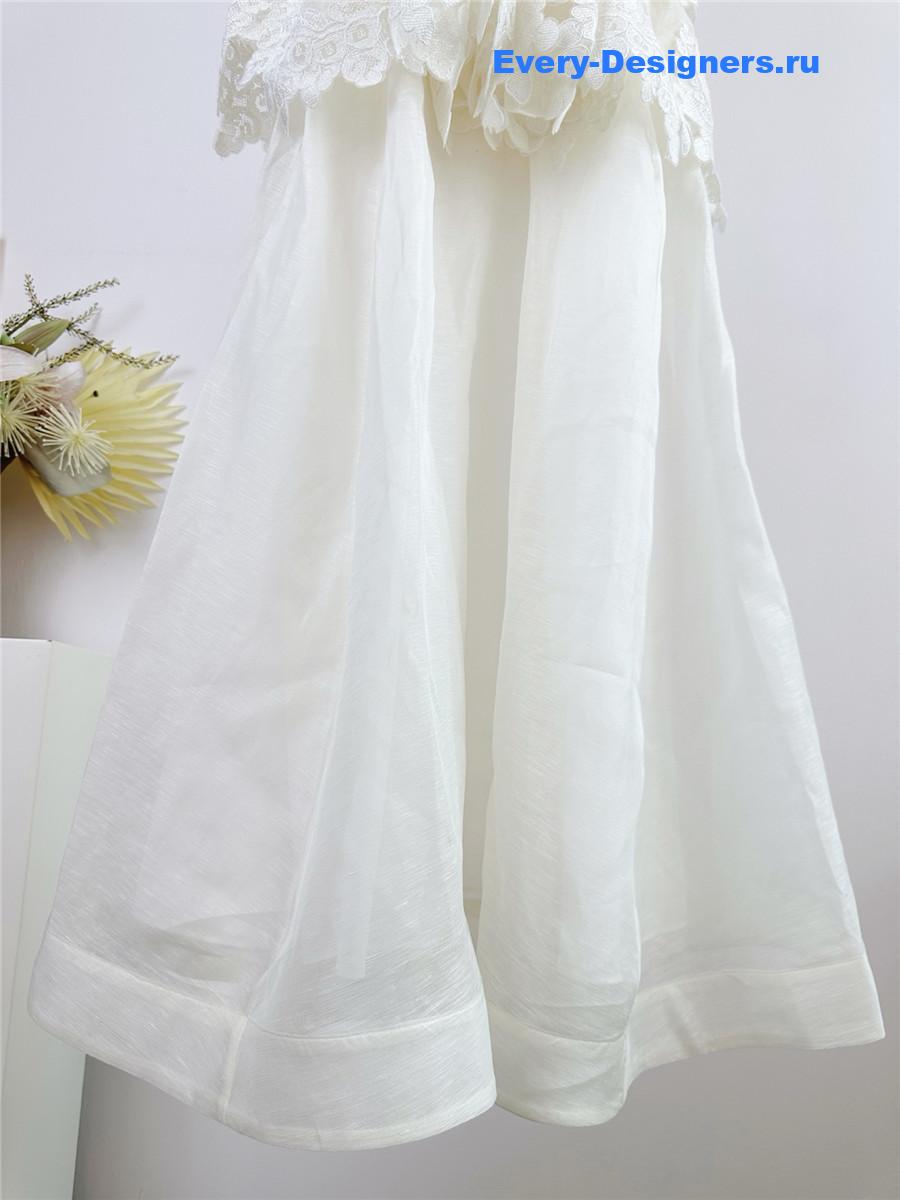 Zimmer White Tiered Lace Maxi Dress