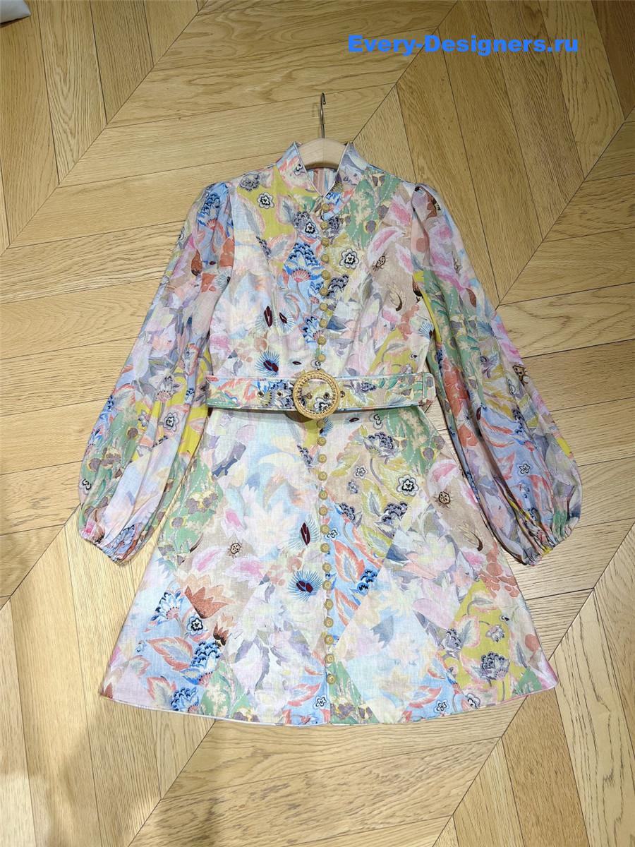 Zimm Illustration Linen Mini Dress