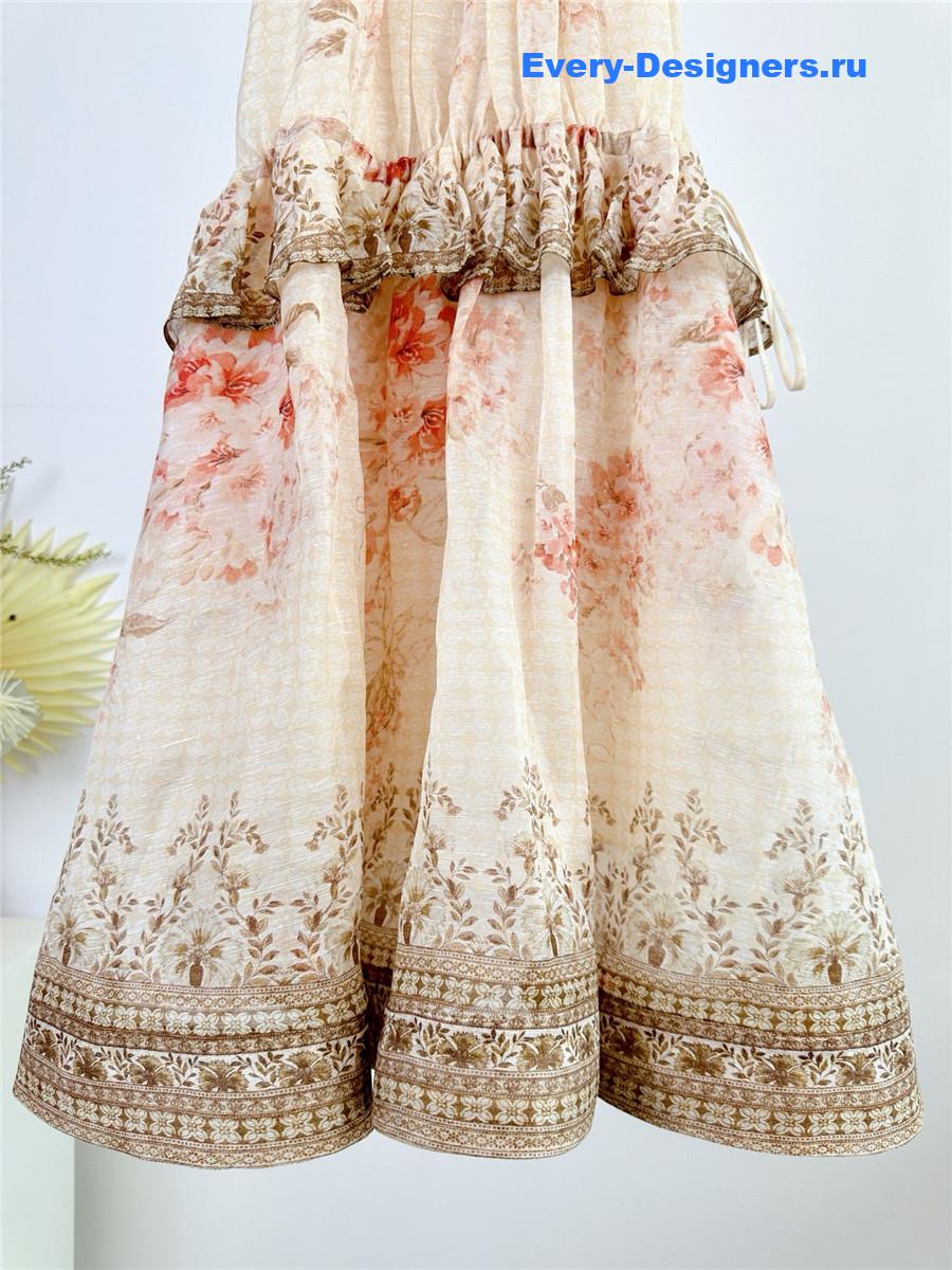 Zimm Beige Floral Halter Dress