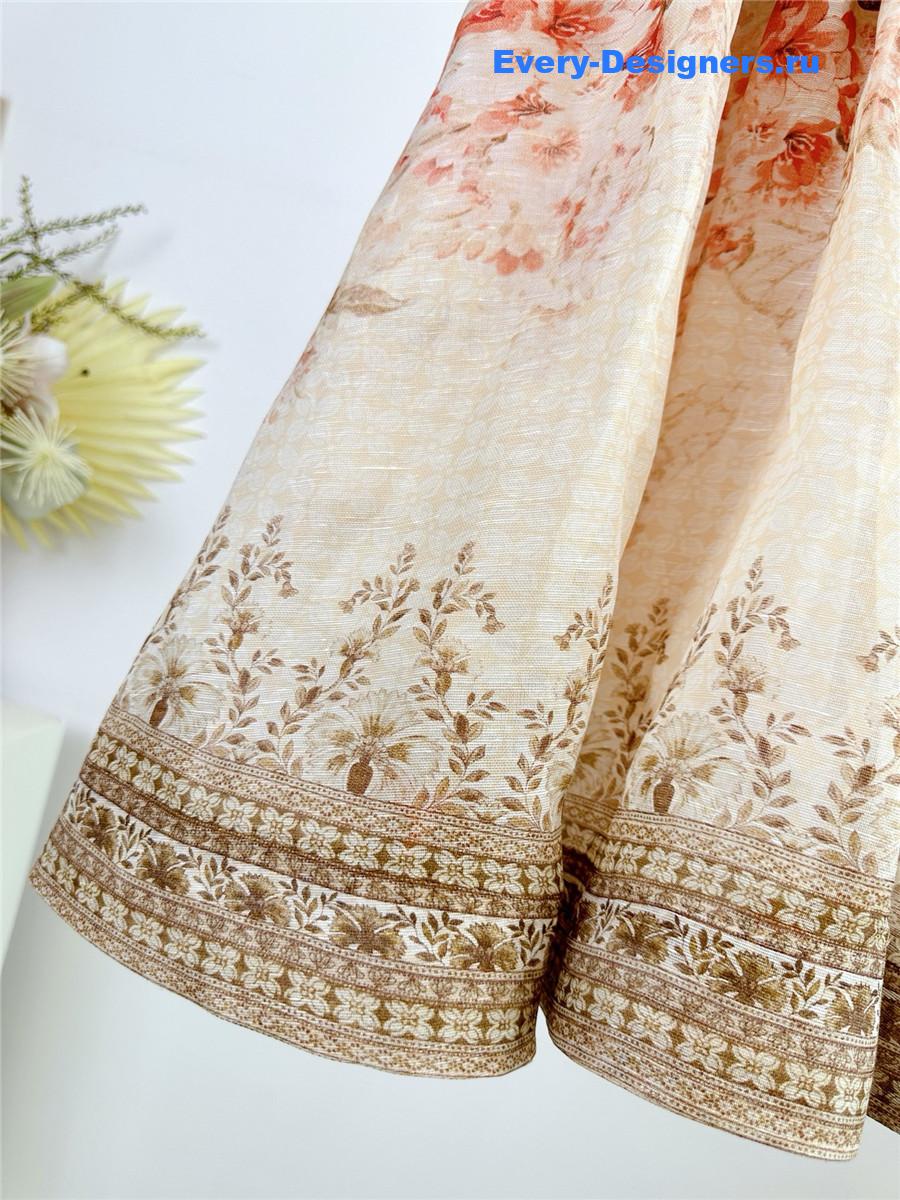 Zimm Beige Floral Halter Dress