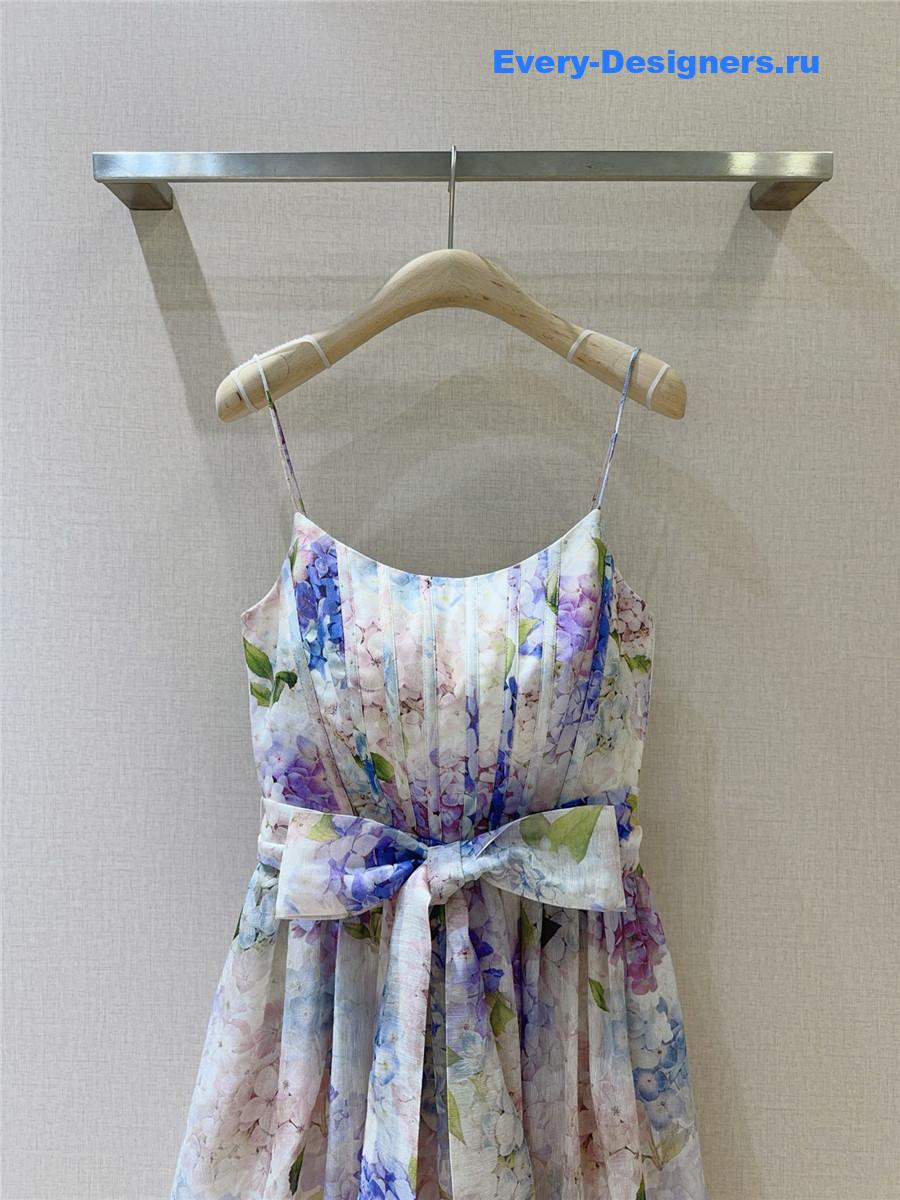 Zimm Lilac Floral Corset Midi Dress