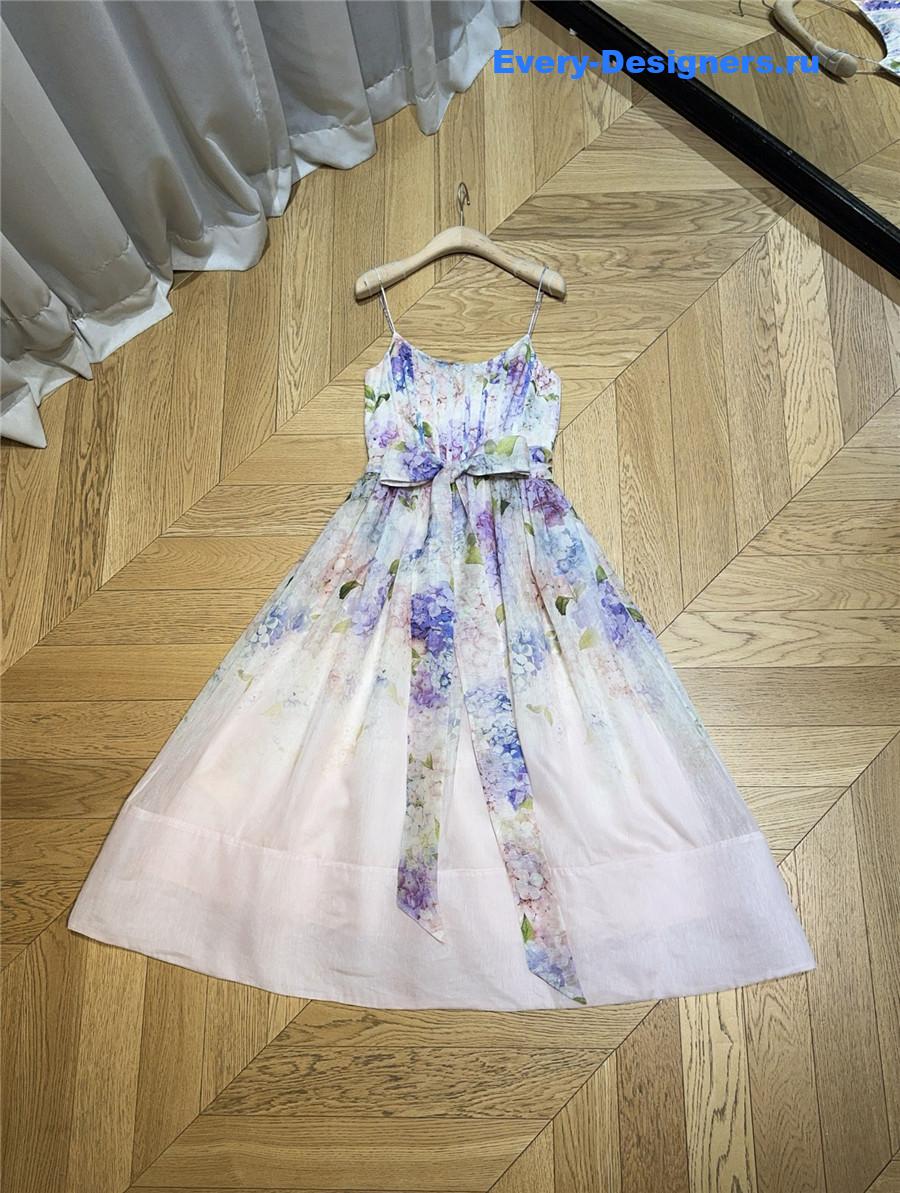 Zimm Lilac Floral Corset Midi Dress