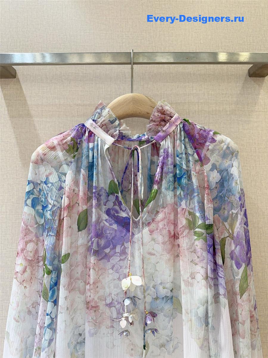 Zimm Pleated Floral Blouse