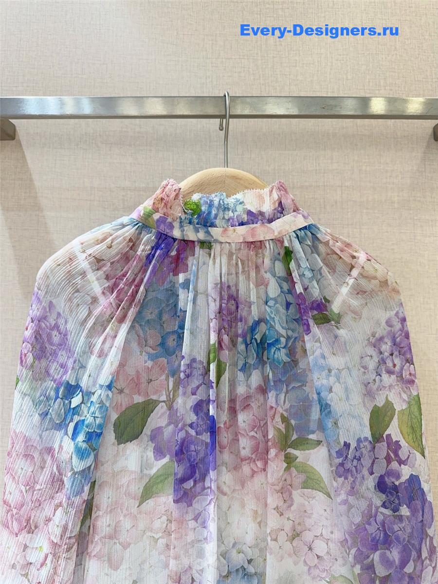 Zimm Pleated Floral Blouse