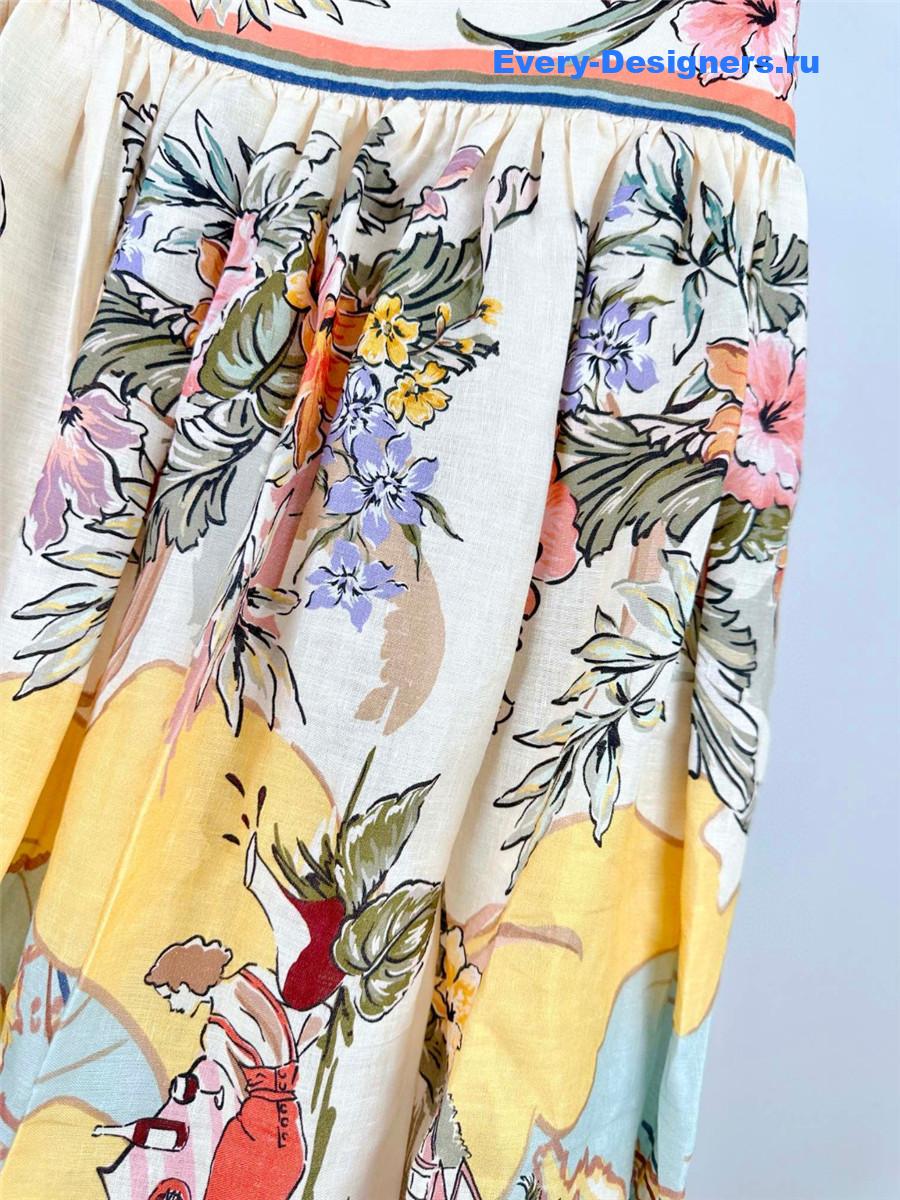 Zimm Printed Linen Maxi Skirt