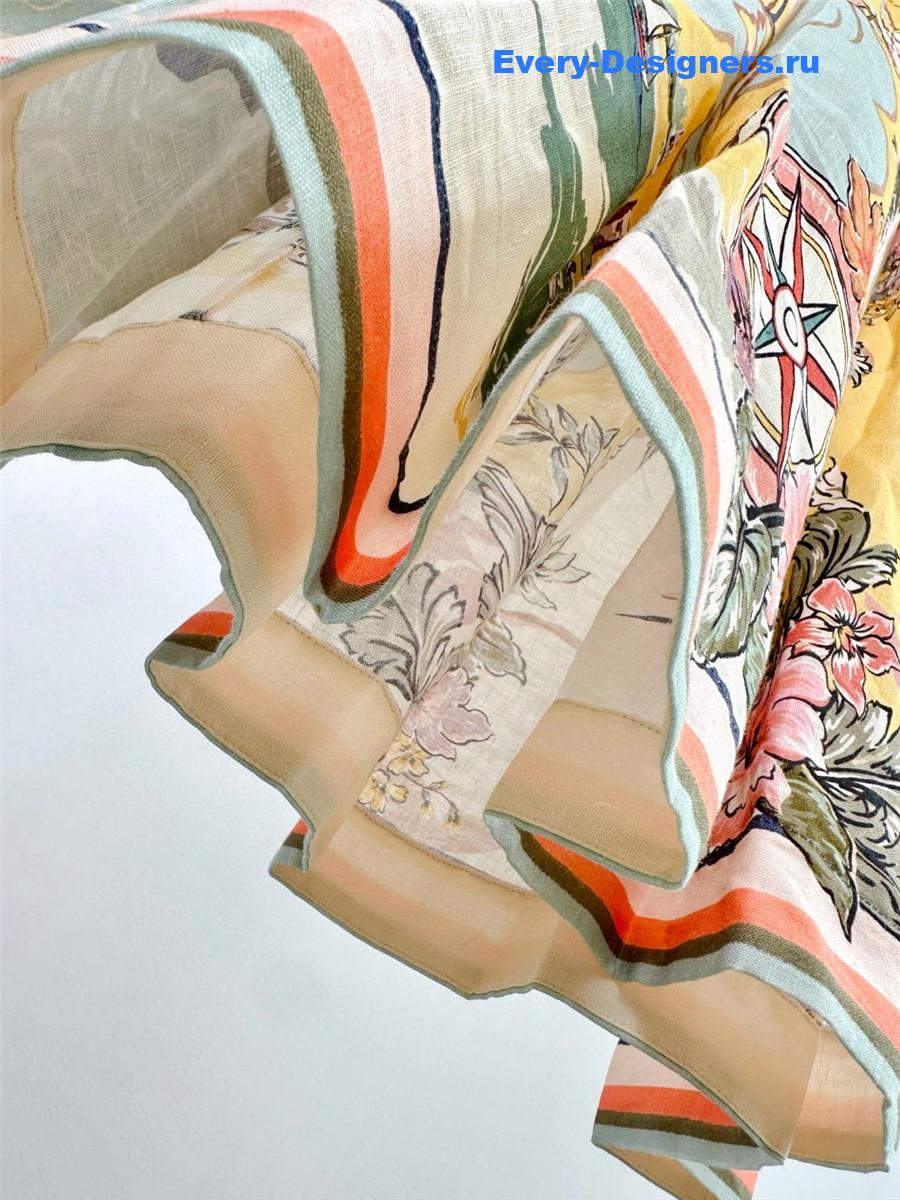 Zimm Printed Linen Maxi Skirt