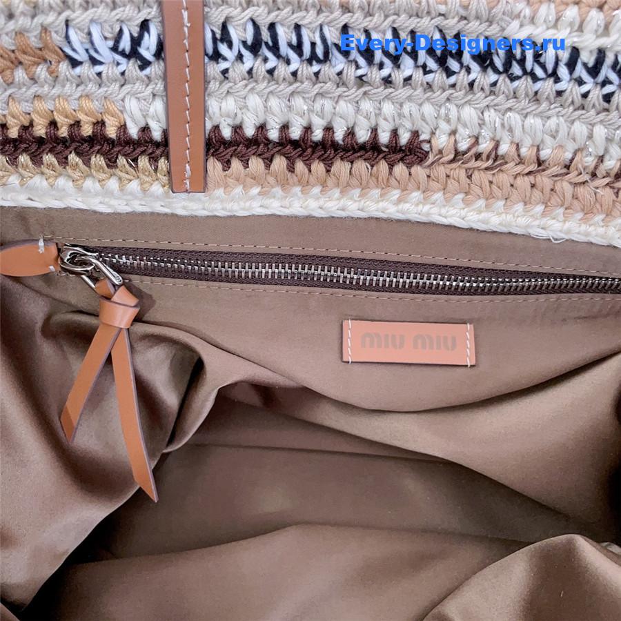 Miu Miu Crochet Tote Bag In Natural