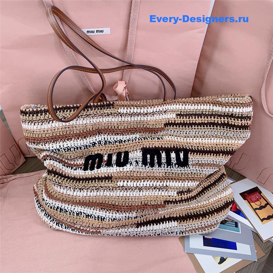 Miu Miu Crochet Tote Bag In Natural