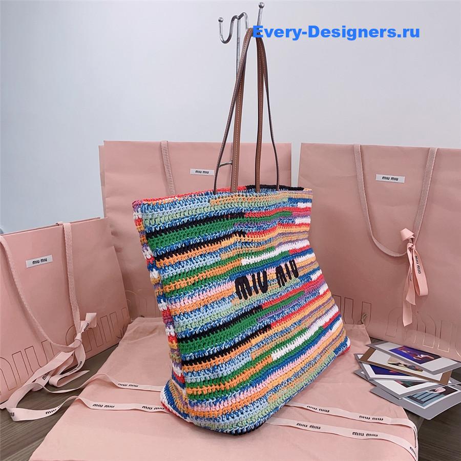 Miu Miu Multicolor Crochet Leather Tote