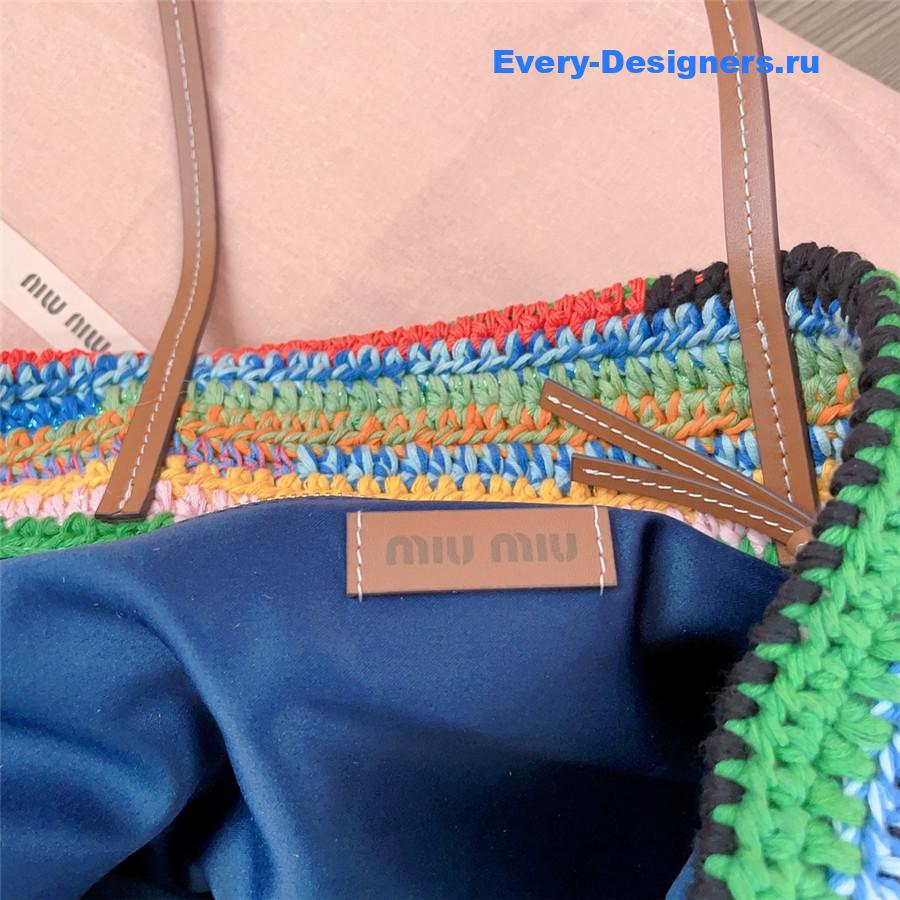 Miu Miu Multicolor Crochet Leather Tote