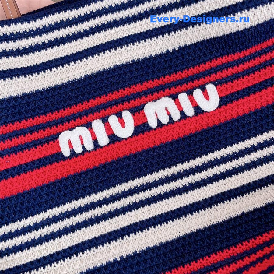 Miu Miu Red Striped Crochet Tote