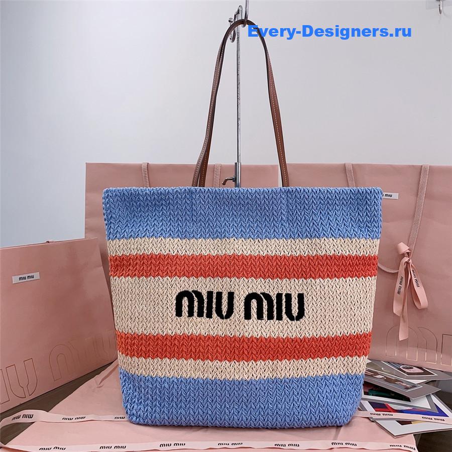 Miu Miu Tessuto Striped Crochet Tote