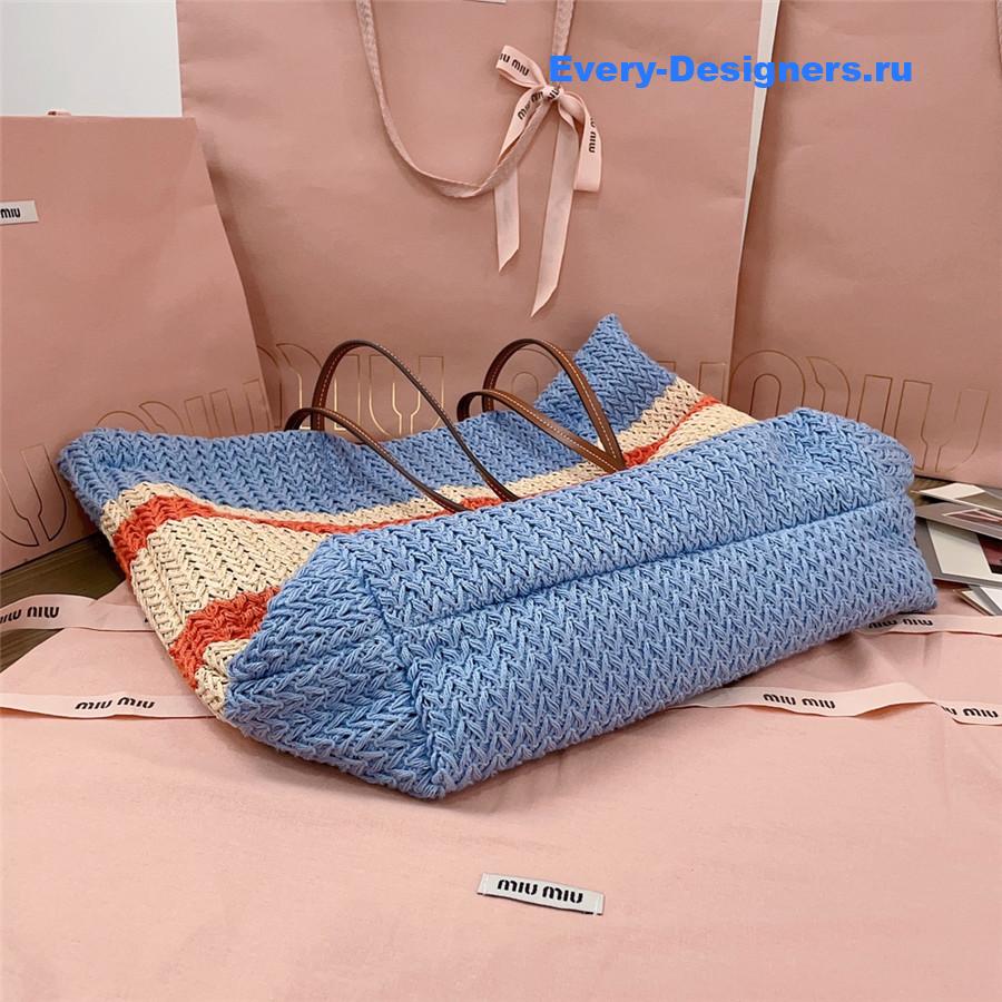Miu Miu Tessuto Striped Crochet Tote