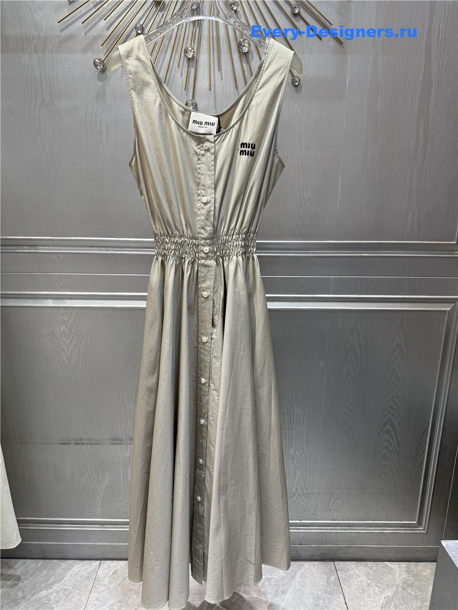 Miu Miu Limestone Panama Dress
