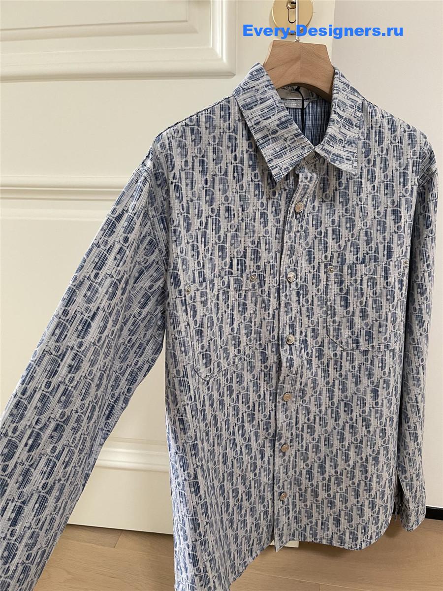 D10r oblique kasuri denim overshirt