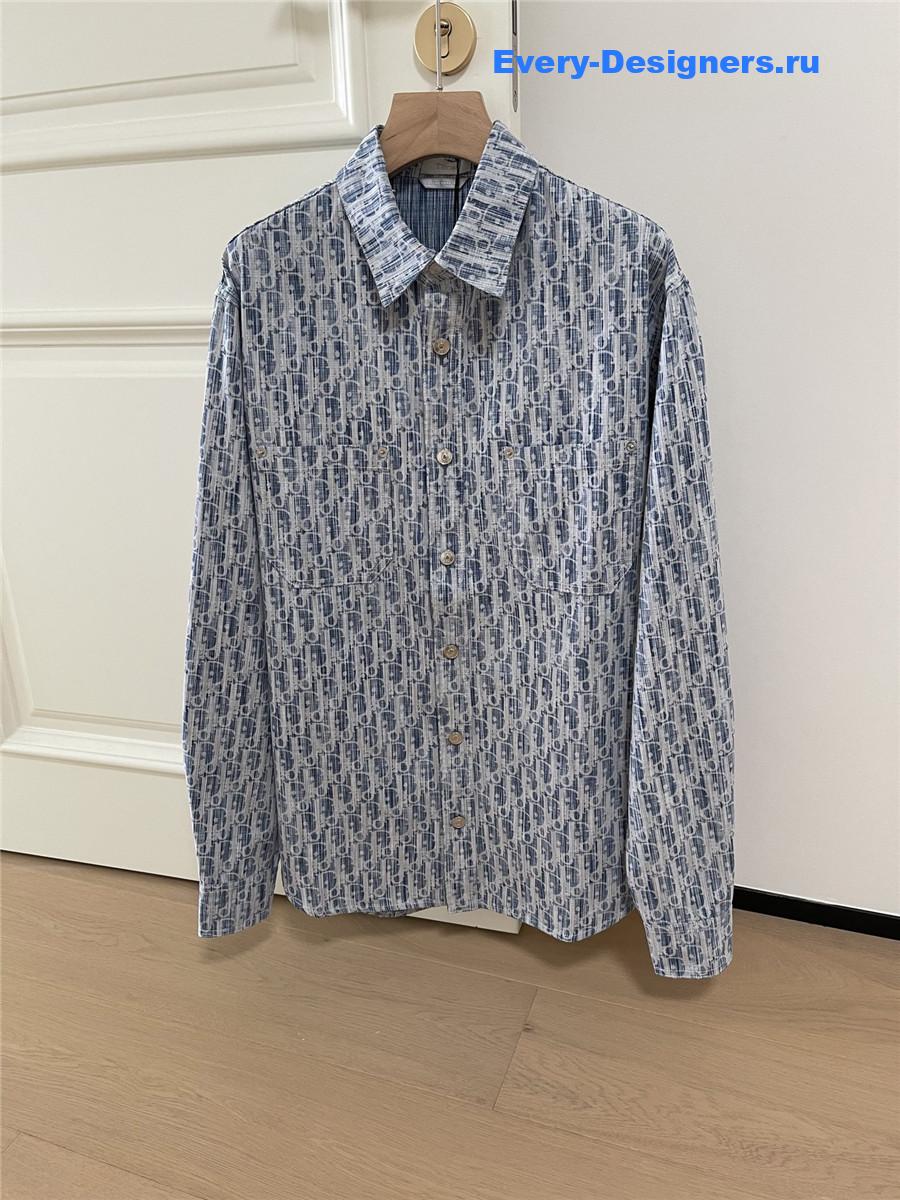 D10r oblique kasuri denim overshirt