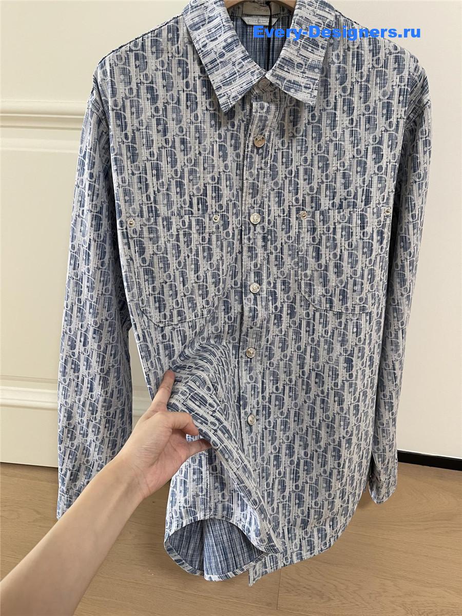 D10r oblique kasuri denim overshirt