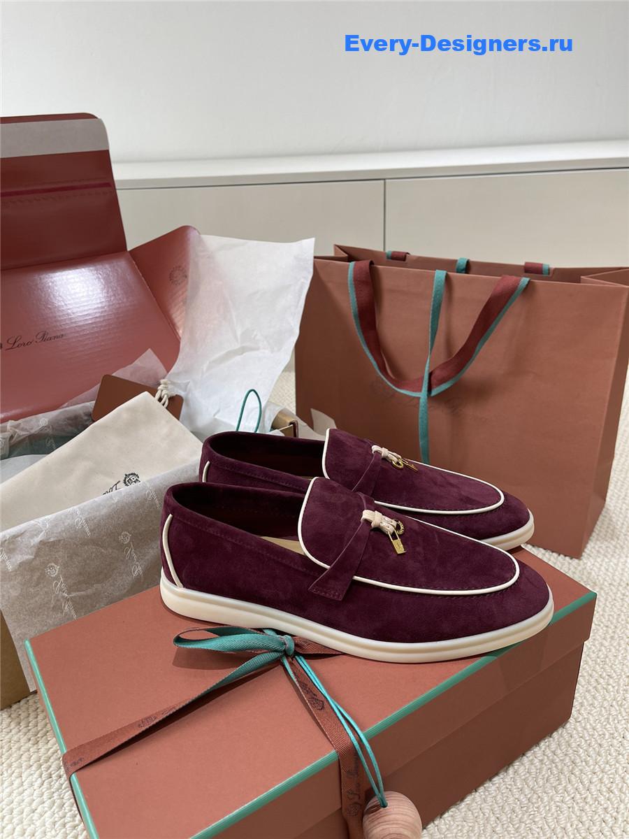L0r0 P1ana burgundy suede loafers