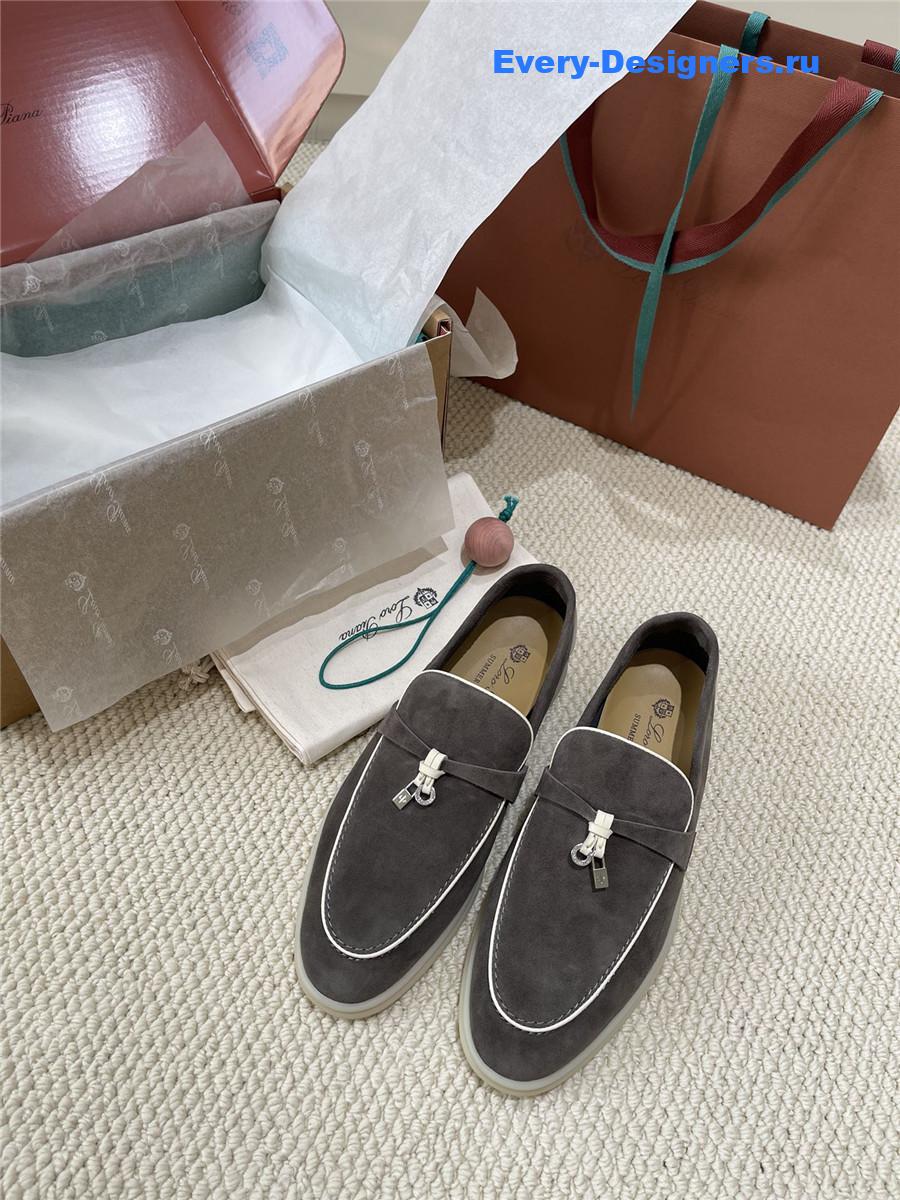 L0r0 P1ana dark grey suede loafers