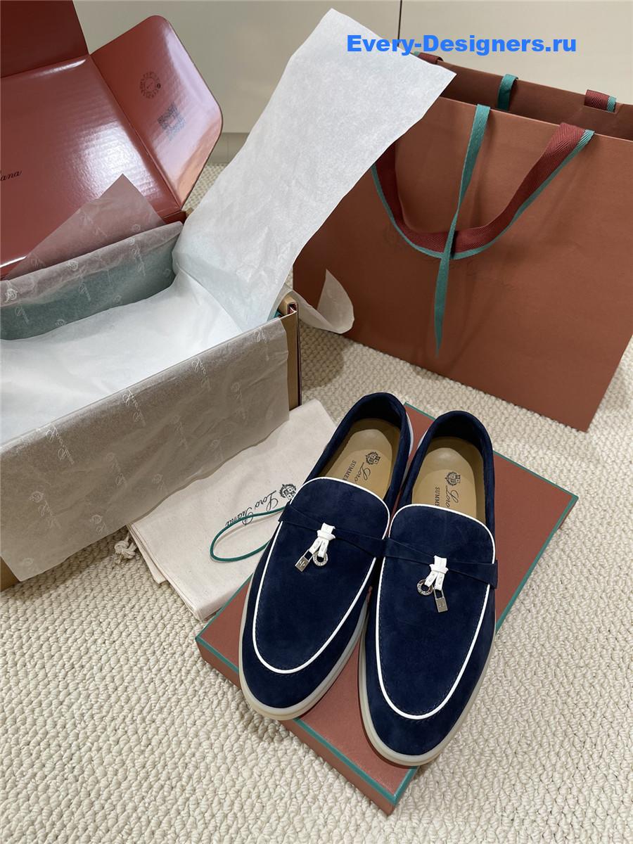 L0r0 P1ana dark blue suede loafers