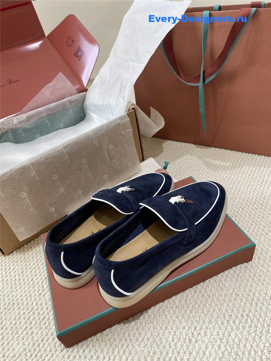 L0r0 P1ana dark blue suede loafers