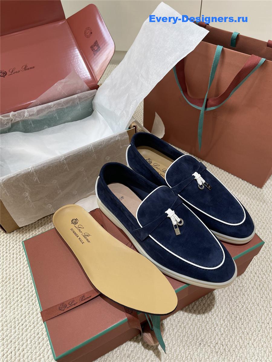 L0r0 P1ana dark blue suede loafers