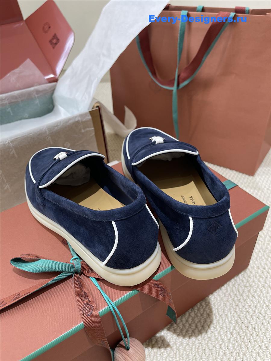 L0r0 P1ana dark blue suede loafers