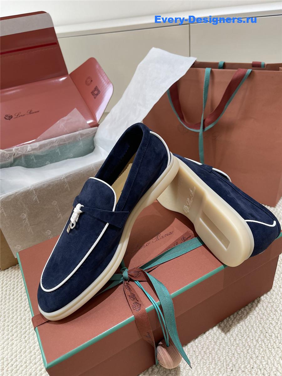L0r0 P1ana dark blue suede loafers